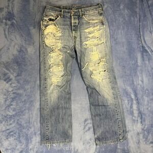 Levi's 501 blue jeans with distressed details men size 33x32